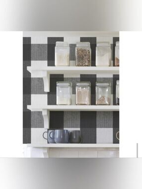 New NuWallpaper Buffalo Plaid Black Peel & Stick Wallpaper Farmhouse